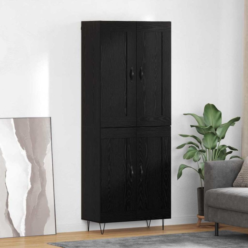 vidaXL Highboard Μαύρη Οξυά 69,5 x 34 x 180 εκ. Επεξεργασμένο Ξύλο