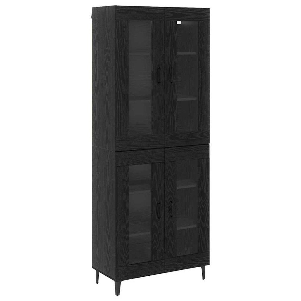 vidaXL Highboard Μαύρη Οξυά 69,5 x 34 x 180 εκ. Επεξεργασμένο Ξύλο