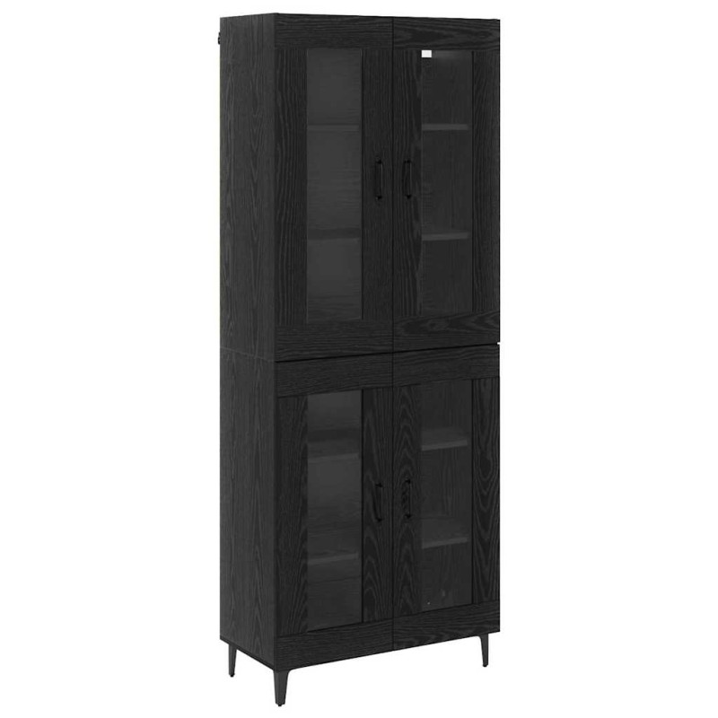 vidaXL Highboard Μαύρη Οξυά 69,5 x 34 x 180 εκ. Επεξεργασμένο Ξύλο