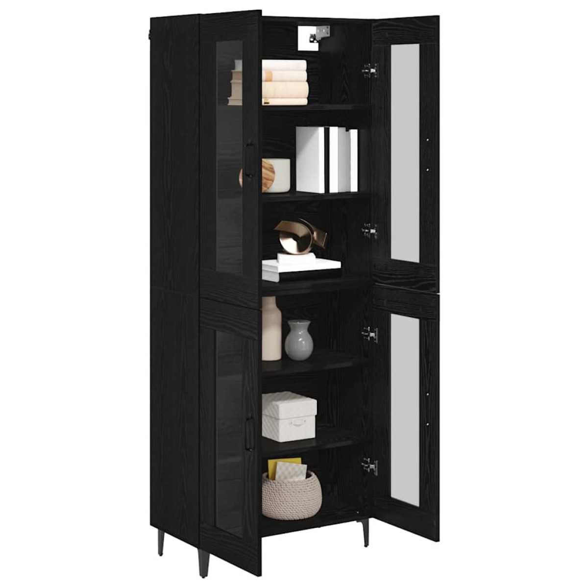 vidaXL Highboard Μαύρη Οξυά 69,5 x 34 x 180 εκ. Επεξεργασμένο Ξύλο