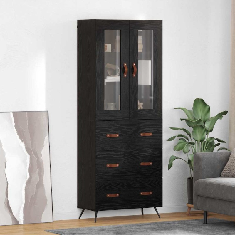 vidaXL Υψηλός Ντουλάπι με Ράφι 2 τμχ. Μαύρη Οξυά 69,5 x 34 x 180 εκ.