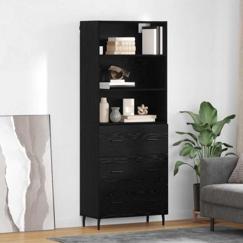 vidaXL Highboard 2 τμχ. Μαύρη Οξυά 69,5 x 34 x 180 εκ.