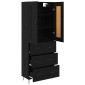 vidaXL Highboard Μαύρη Οξυά 69,5 x 34 x 180 εκ. Επεξεργασμένο Ξύλο