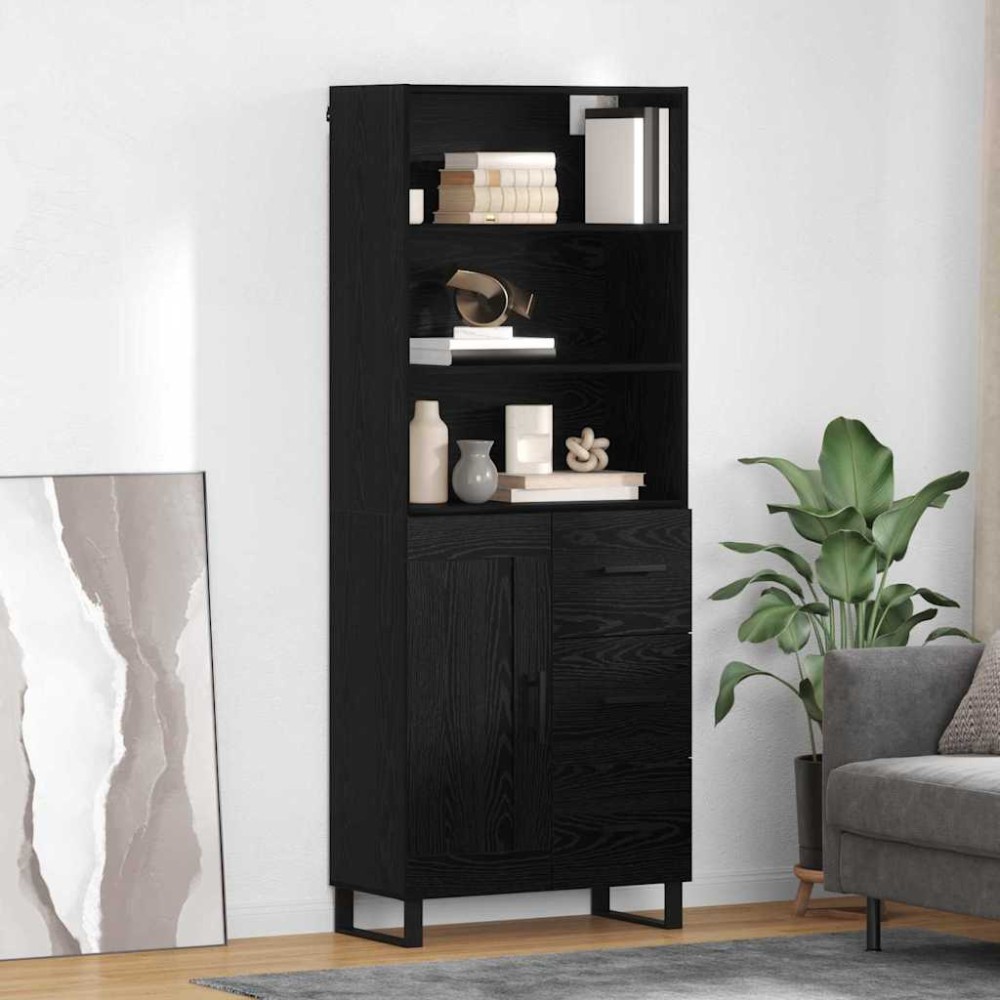 vidaXL Highboard 2 τμχ. Μαύρη Οξυά 69,5 x 34 x 180 εκ.