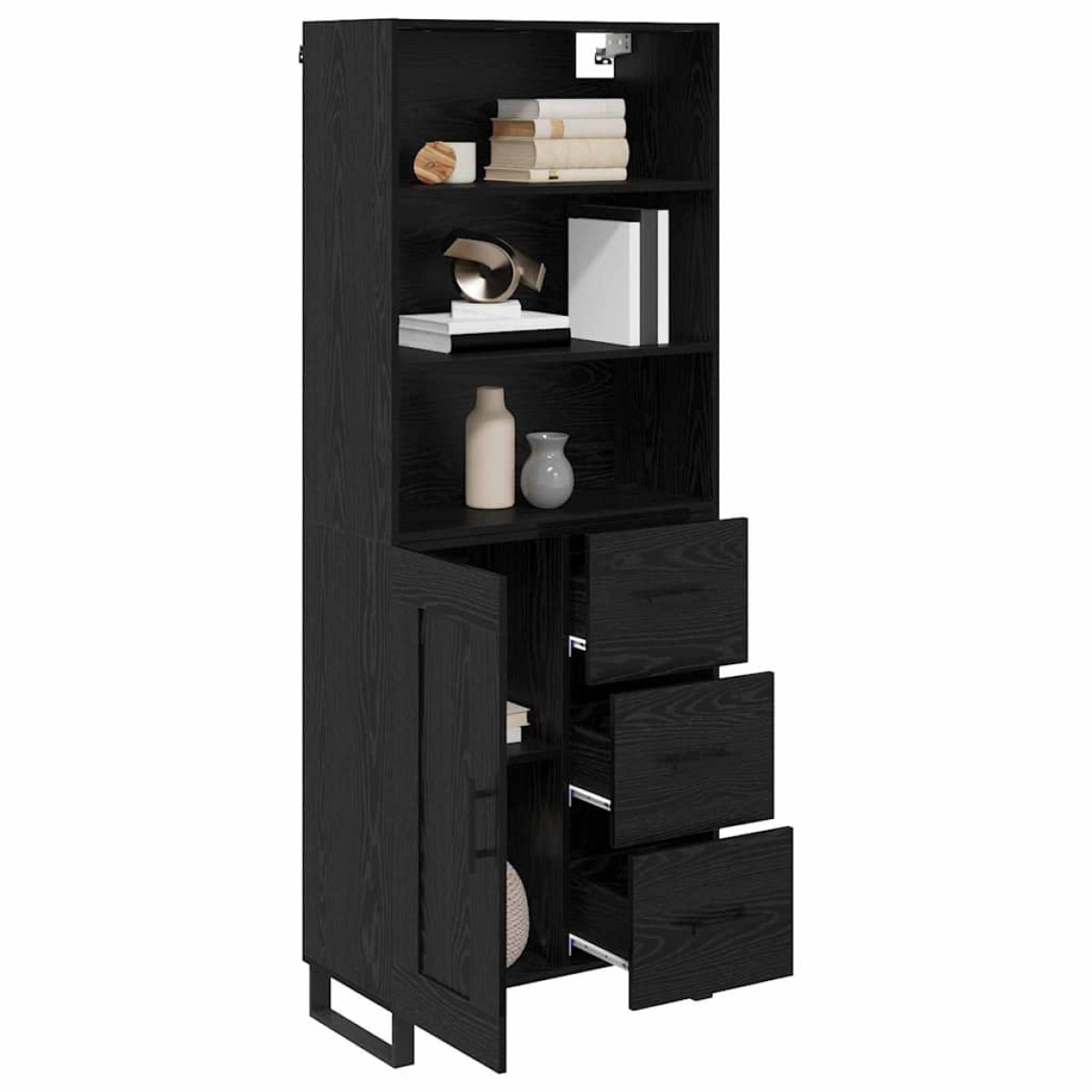 vidaXL Highboard 2 τμχ. Μαύρη Οξυά 69,5 x 34 x 180 εκ.