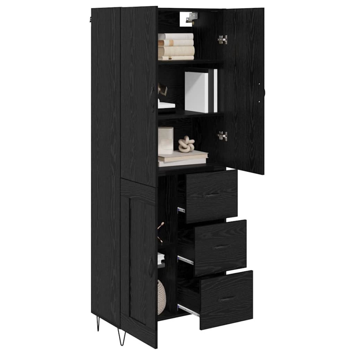 vidaXL Highboard 2 τμχ. Μαύρη Οξυά 69,5 x 34 x 180 εκ.