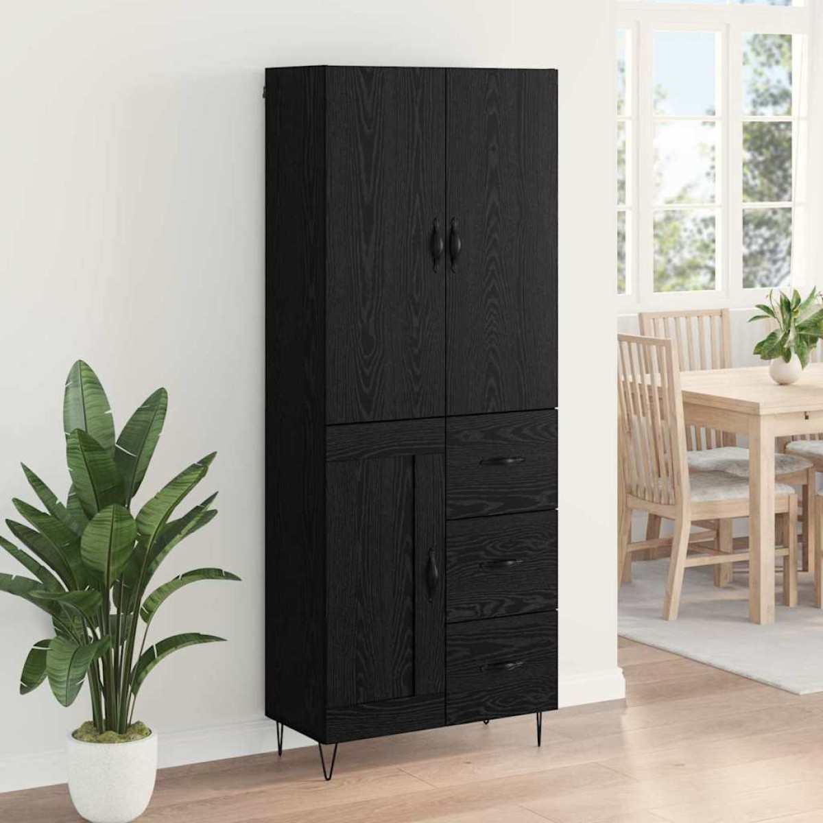 vidaXL Highboard 2 τμχ. Μαύρη Οξυά 69,5 x 34 x 180 εκ.