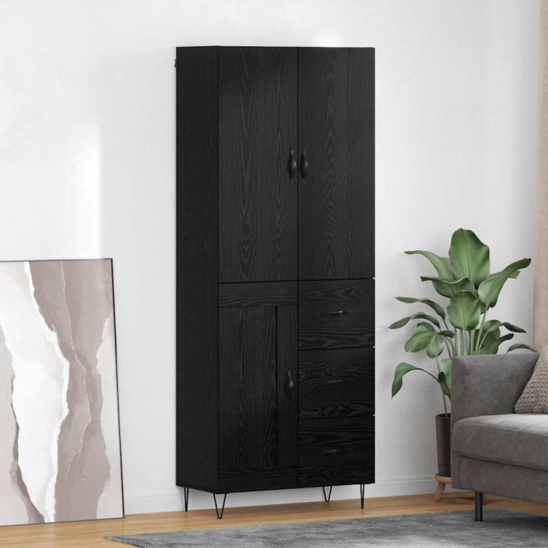vidaXL Highboard 2 τμχ. Μαύρη Οξυά 69,5 x 34 x 180 εκ.