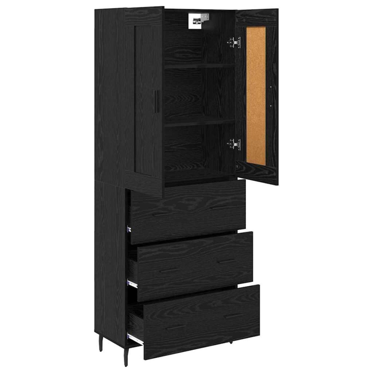 vidaXL Highboard 2 τμχ. Μαύρη Οξυά 69,5 x 34 x 180 εκ.