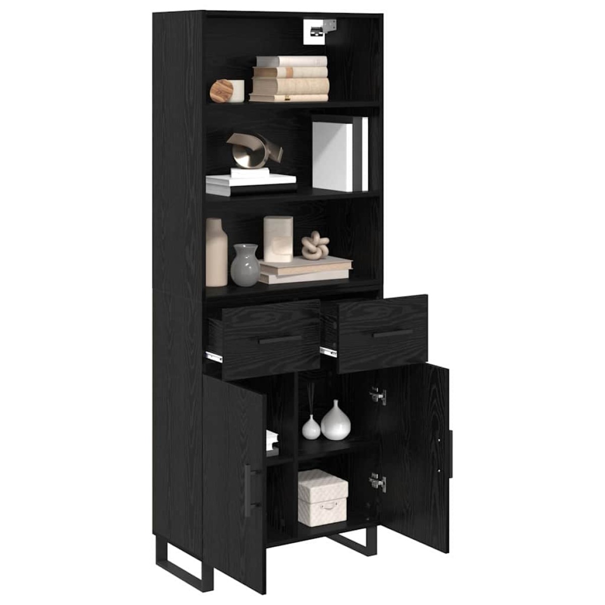 vidaXL Highboard 2 τμχ. Μαύρη Οξυά 69,5 x 34 x 180 εκ.