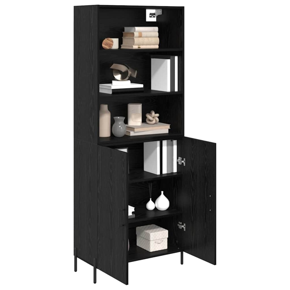 vidaXL Highboard Μαύρη Οξυά 69,5 x 34 x 180 εκ. Επεξεργασμένο Ξύλο