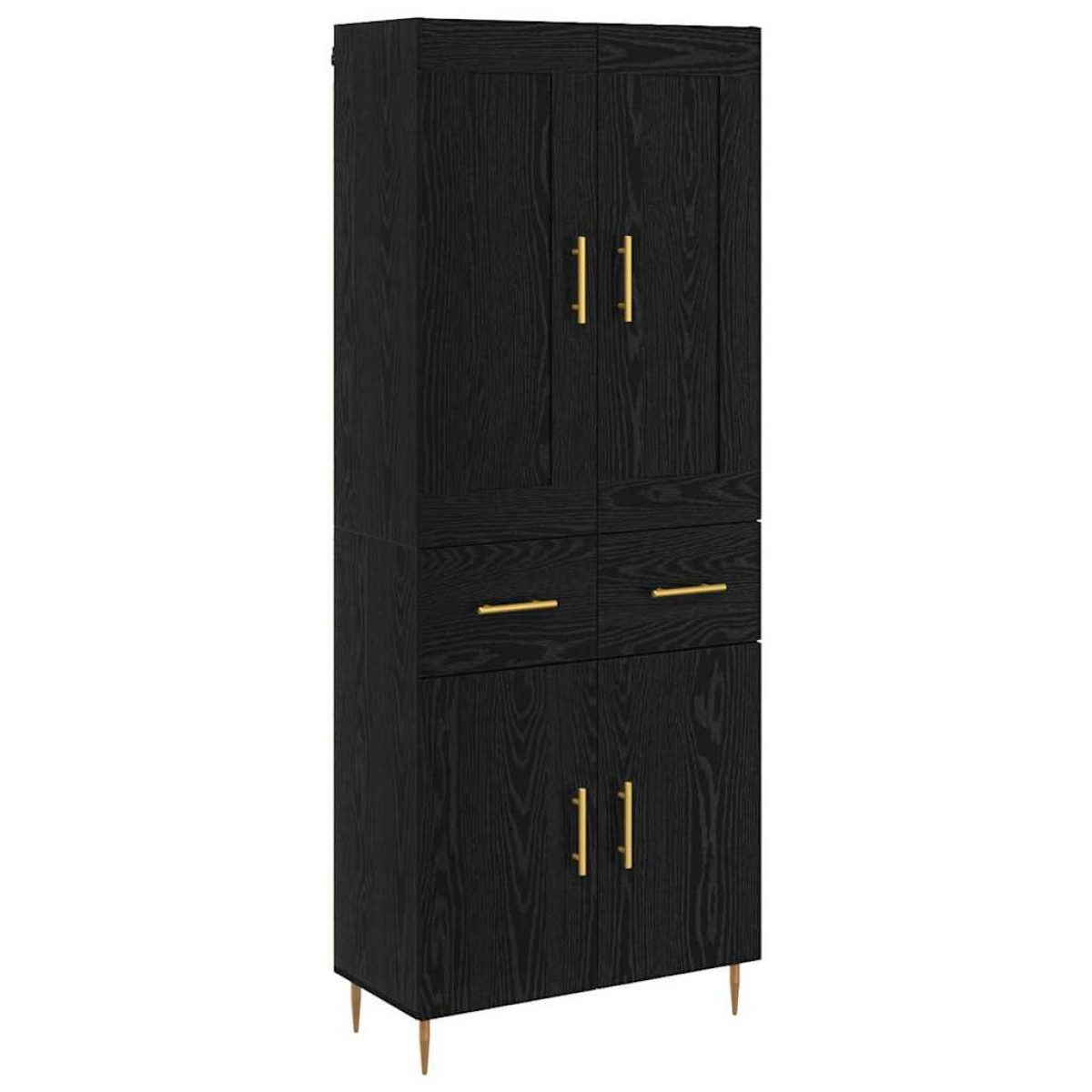 vidaXL Highboard Μαύρη Οξυά 69,5 x 34 x 180 εκ. Επεξεργασμένο Ξύλο
