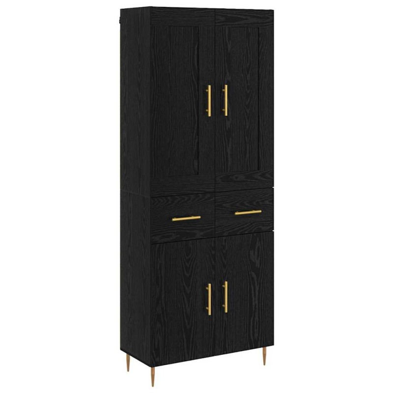 vidaXL Highboard Μαύρη Οξυά 69,5 x 34 x 180 εκ. Επεξεργασμένο Ξύλο