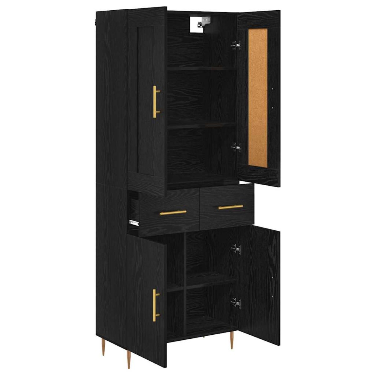 vidaXL Highboard Μαύρη Οξυά 69,5 x 34 x 180 εκ. Επεξεργασμένο Ξύλο