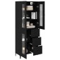 vidaXL Highboard Μαύρη Οξυά 69,5 x 34 x 180 εκ. Επεξεργασμένο Ξύλο