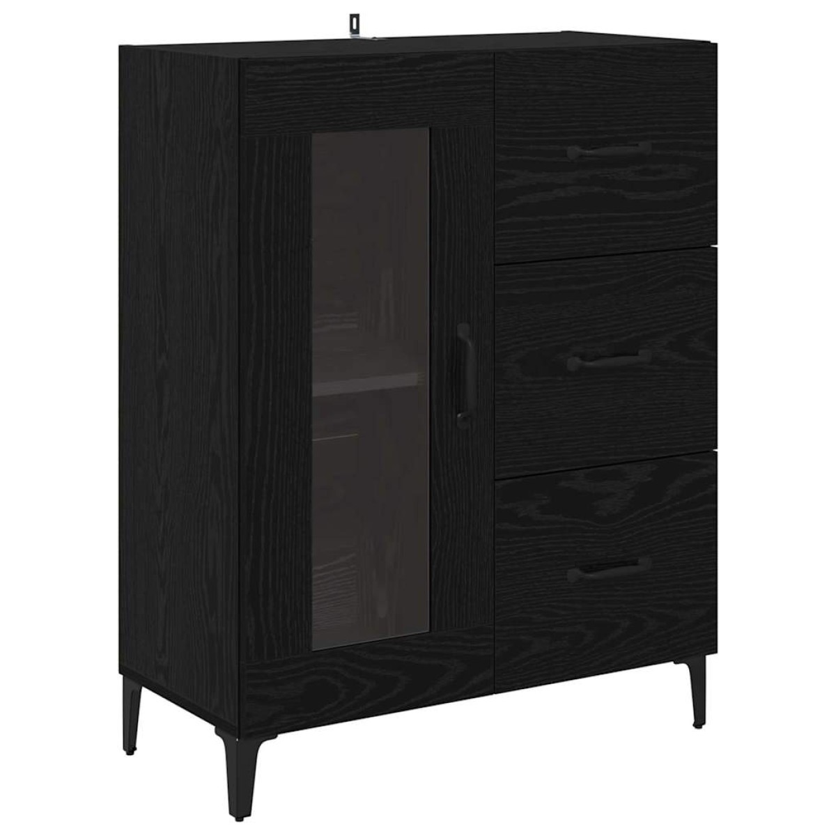 vidaXL Highboard Μαύρη Οξυά 69,5 x 34 x 180 εκ. Επεξεργασμένο Ξύλο