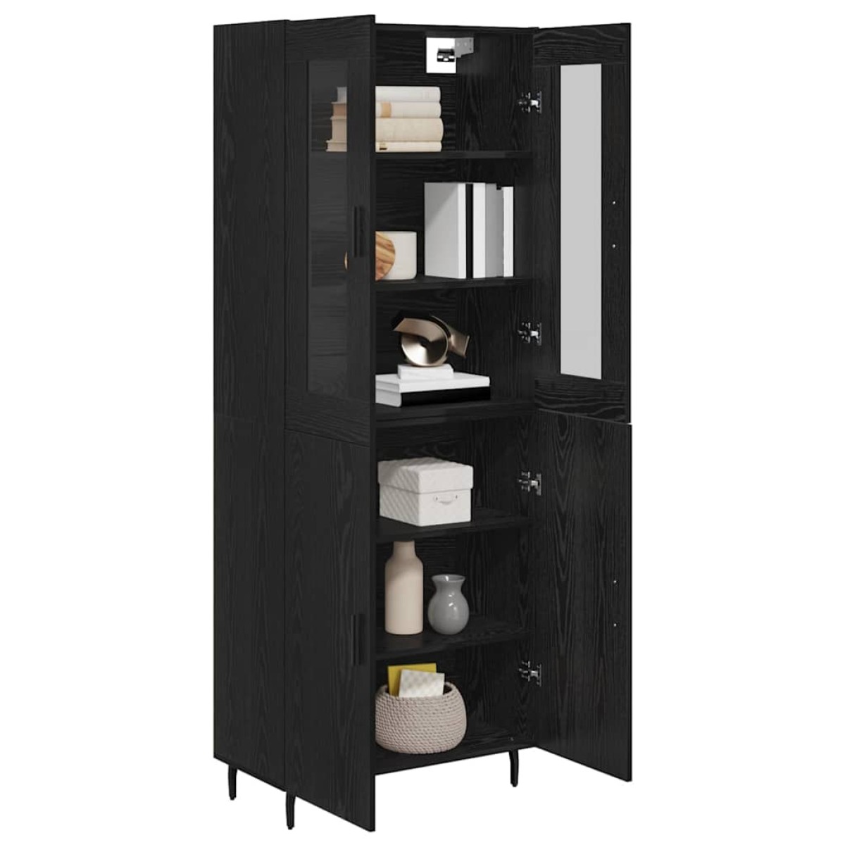 vidaXL Highboard 2 τμχ. Μαύρη Οξυά 69,5 x 34 x 180 εκ.