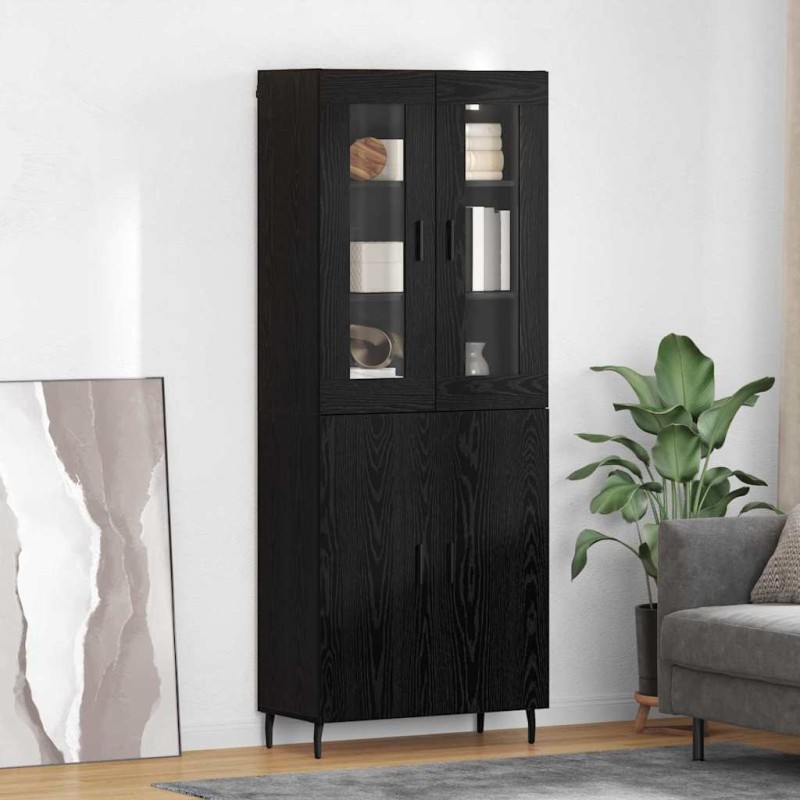 vidaXL Highboard 2 τμχ. Μαύρη Οξυά 69,5 x 34 x 180 εκ.
