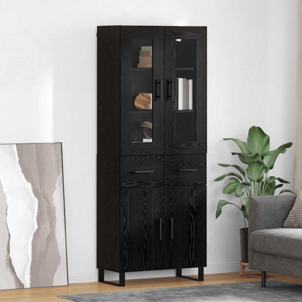 vidaXL Highboard 2 τμχ. Μαύρη Οξυά 69,5 x 34 x 180 εκ.