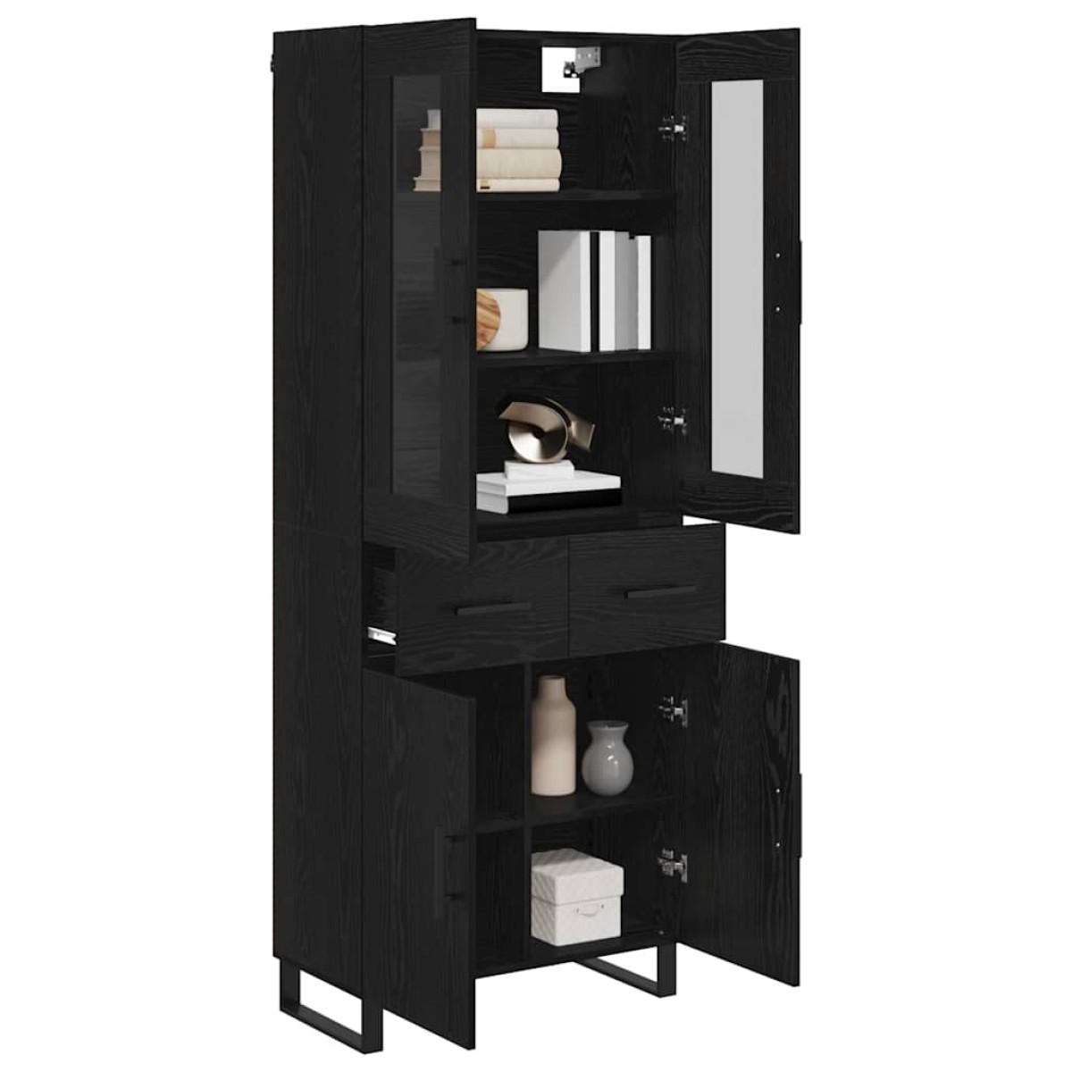 vidaXL Highboard 2 τμχ. Μαύρη Οξυά 69,5 x 34 x 180 εκ.