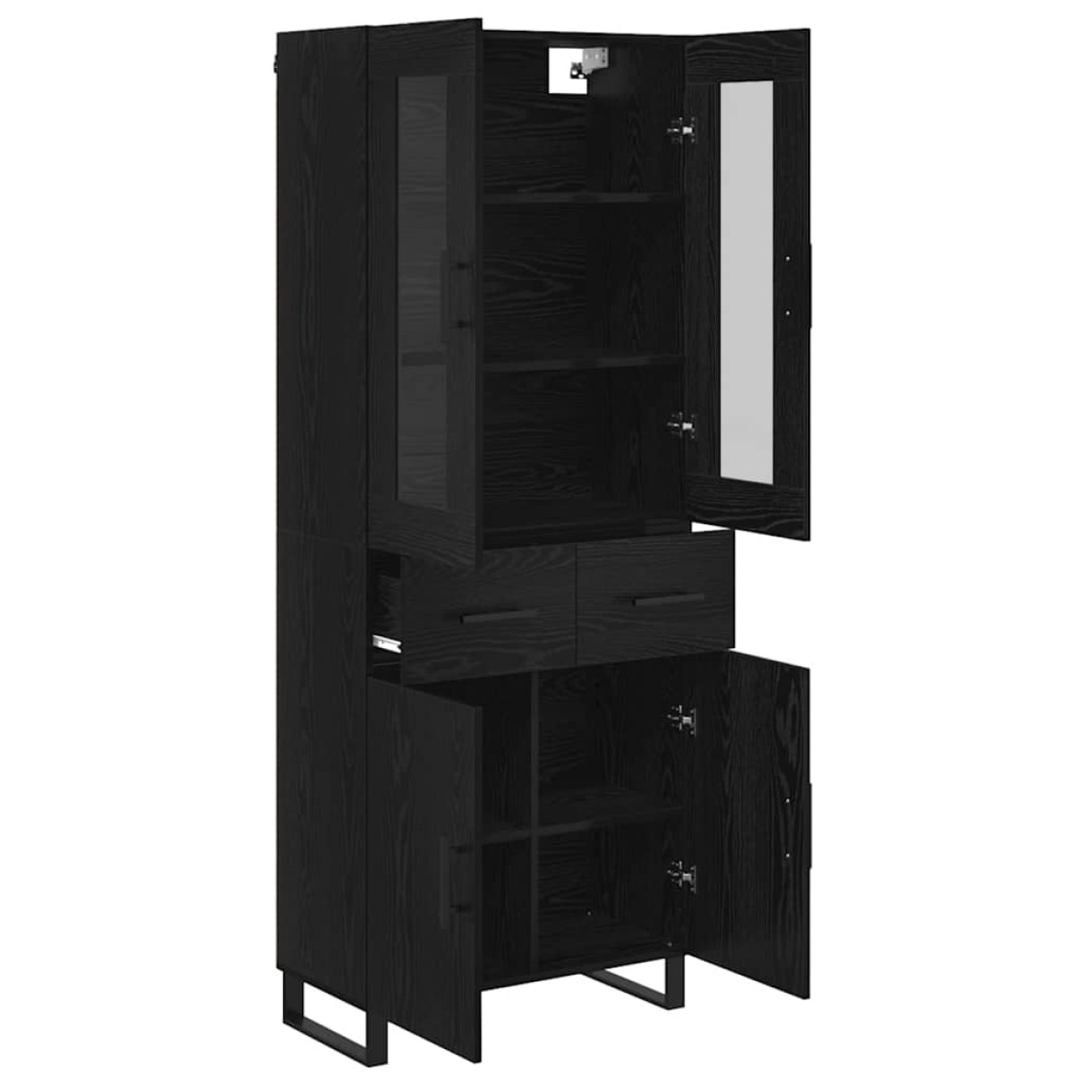 vidaXL Highboard 2 τμχ. Μαύρη Οξυά 69,5 x 34 x 180 εκ.