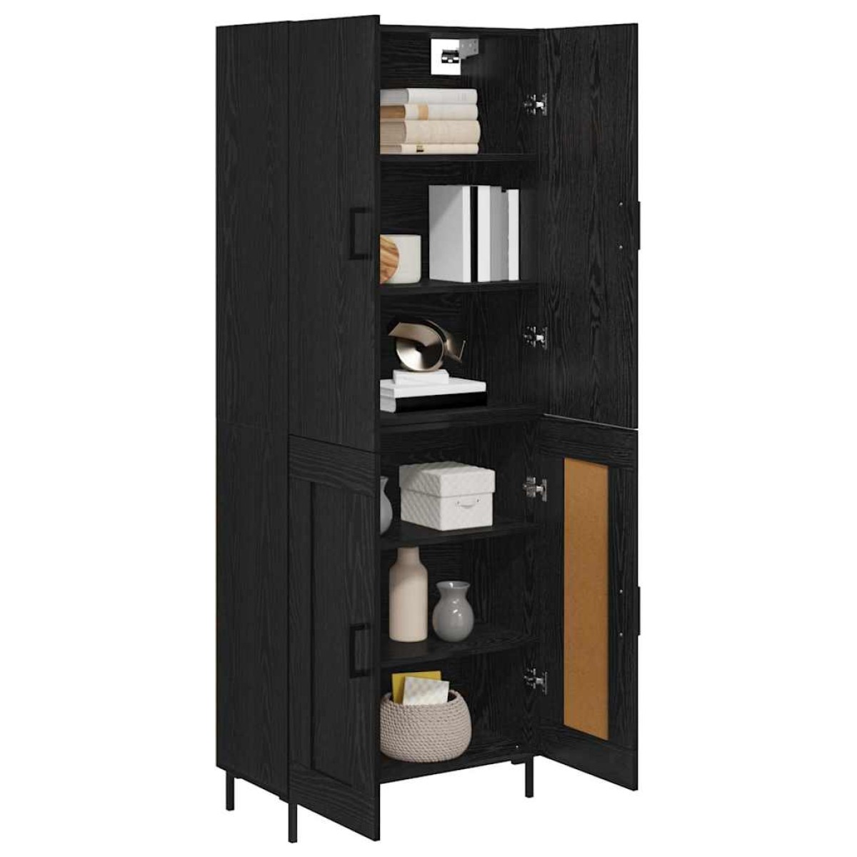 vidaXL Highboard Μαύρη Οξυά 69,5 x 34 x 180 εκ. Επεξεργασμένο Ξύλο