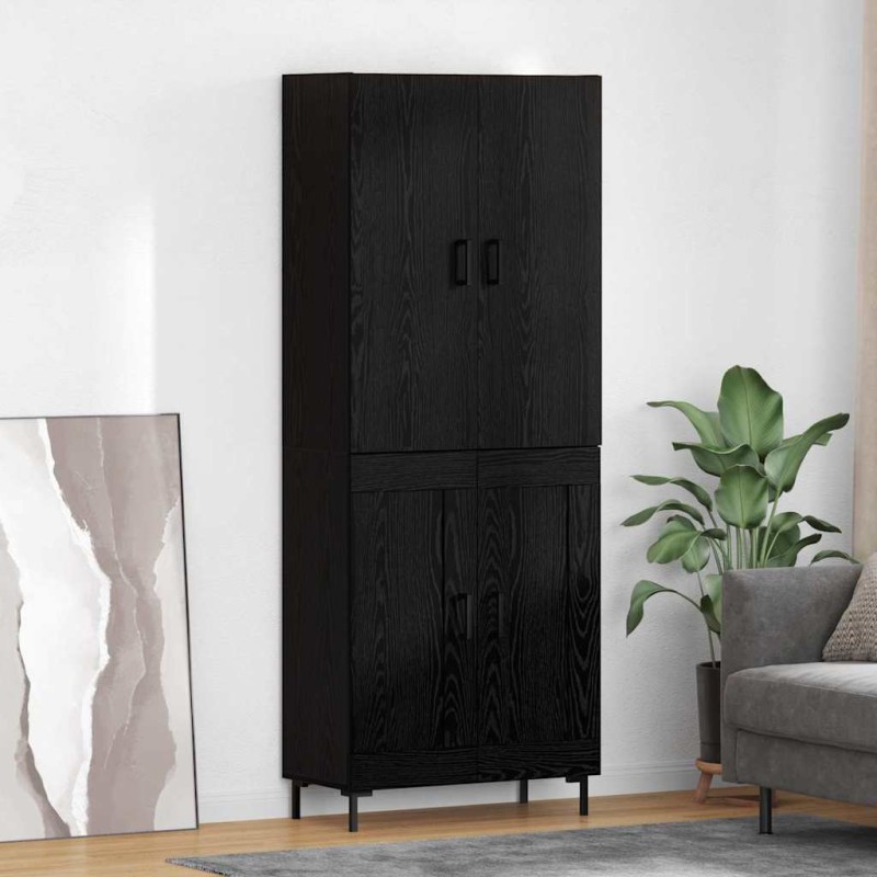 vidaXL Highboard Μαύρη Οξυά 69,5 x 34 x 180 εκ. Επεξεργασμένο Ξύλο