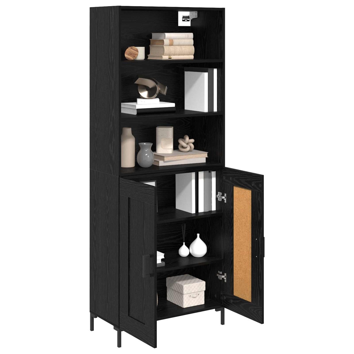 vidaXL Highboard Μαύρη Οξυά 69,5 x 34 x 180 εκ. Επεξεργασμένο Ξύλο