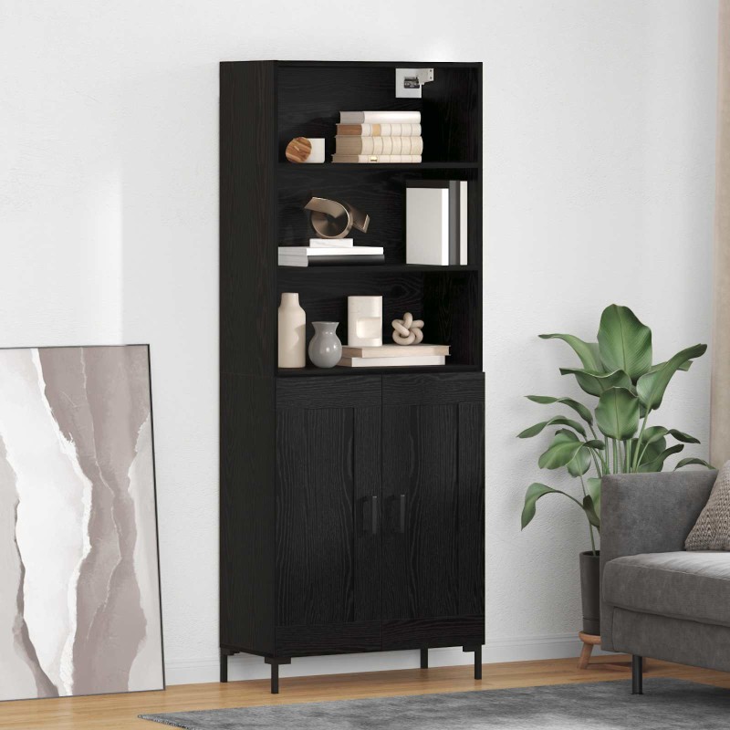 vidaXL Highboard Μαύρη Οξυά 69,5 x 34 x 180 εκ. Επεξεργασμένο Ξύλο