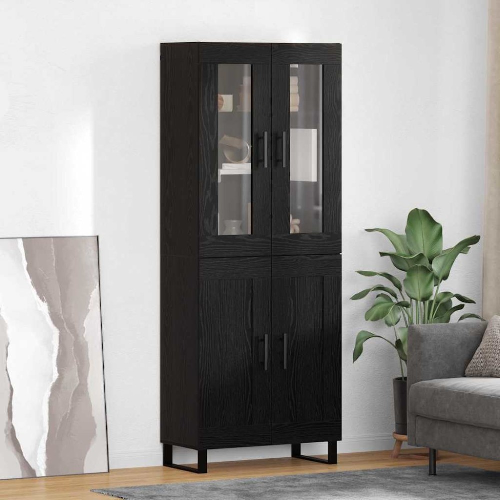 vidaXL Highboard 2 τμχ. Μαύρη Οξυά 69,5 x 34 x 180 εκ.