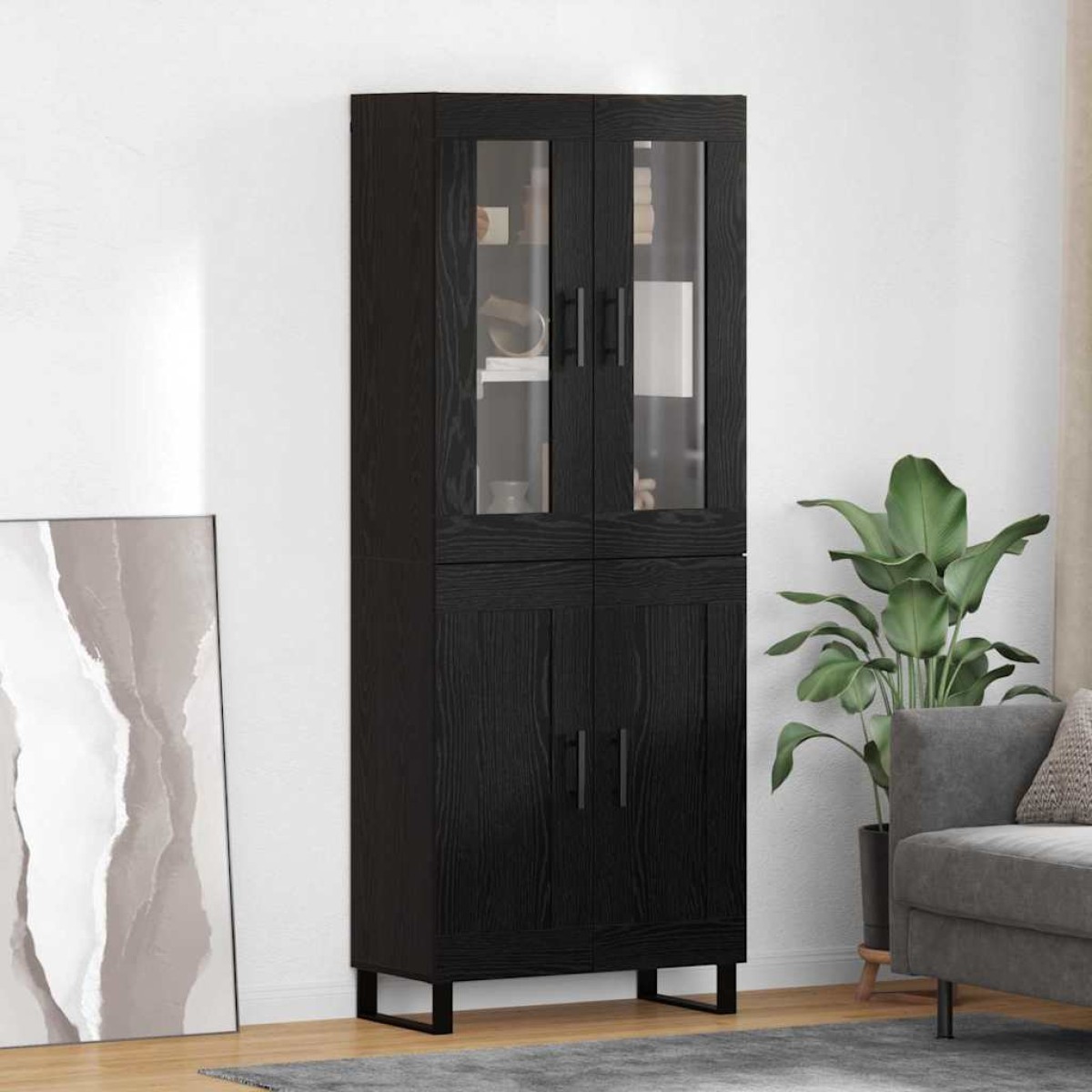 vidaXL Highboard 2 τμχ. Μαύρη Οξυά 69,5 x 34 x 180 εκ.