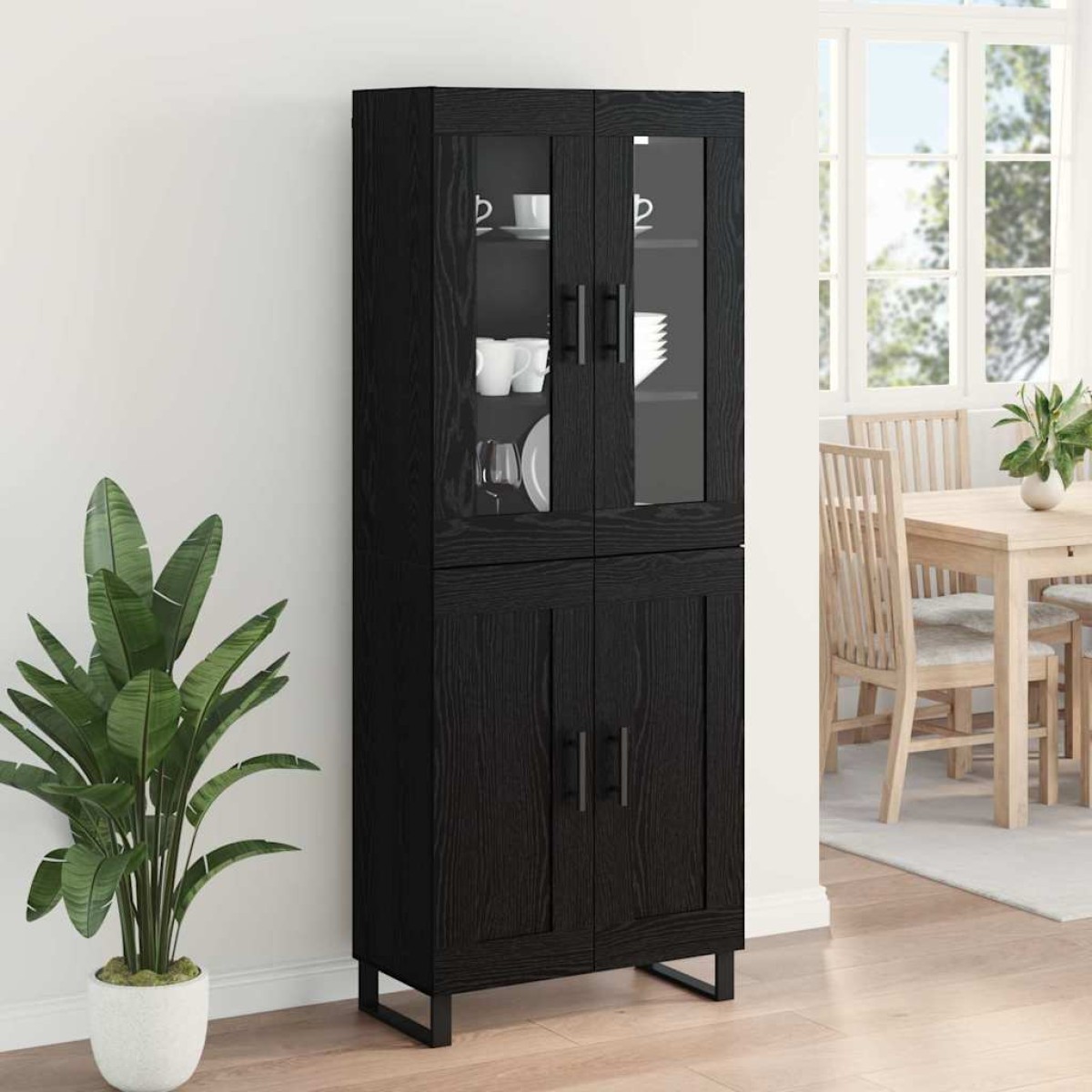 vidaXL Highboard 2 τμχ. Μαύρη Οξυά 69,5 x 34 x 180 εκ.