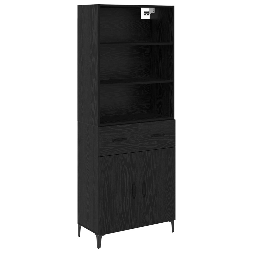 vidaXL Highboard Μαύρη Οξυά 69,5 x 34 x 180 εκ. Επεξεργασμένο Ξύλο