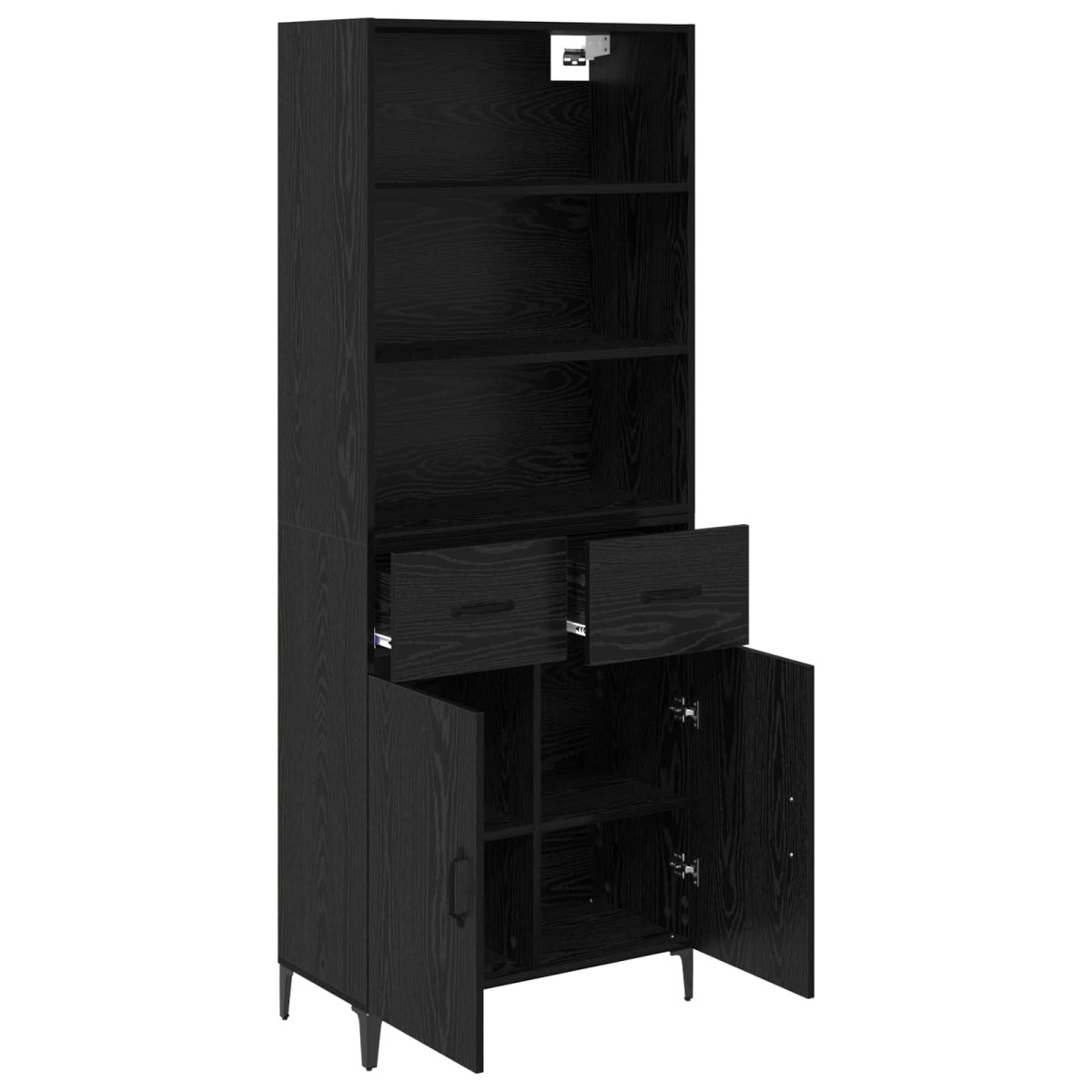 vidaXL Highboard Μαύρη Οξυά 69,5 x 34 x 180 εκ. Επεξεργασμένο Ξύλο