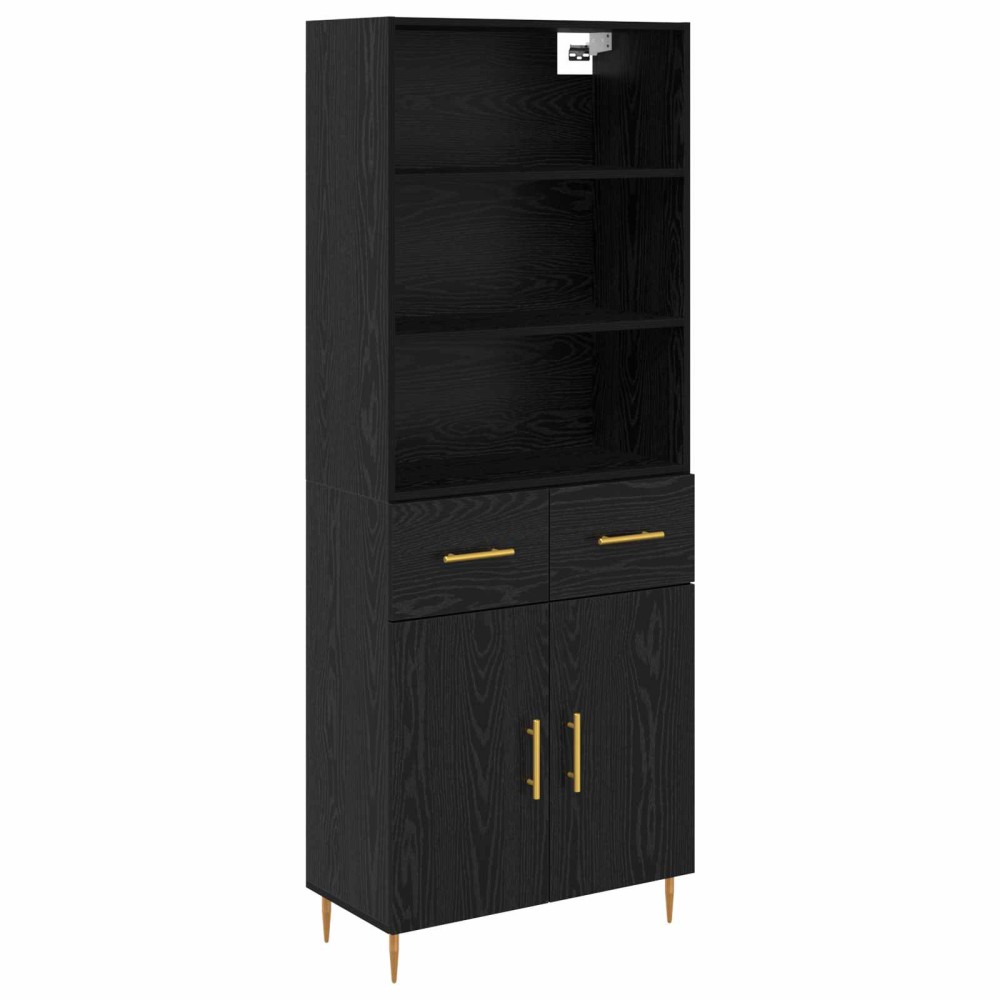 vidaXL Highboard Μαύρη Οξυά 69,5 x 34 x 180 εκ. Επεξεργασμένο Ξύλο