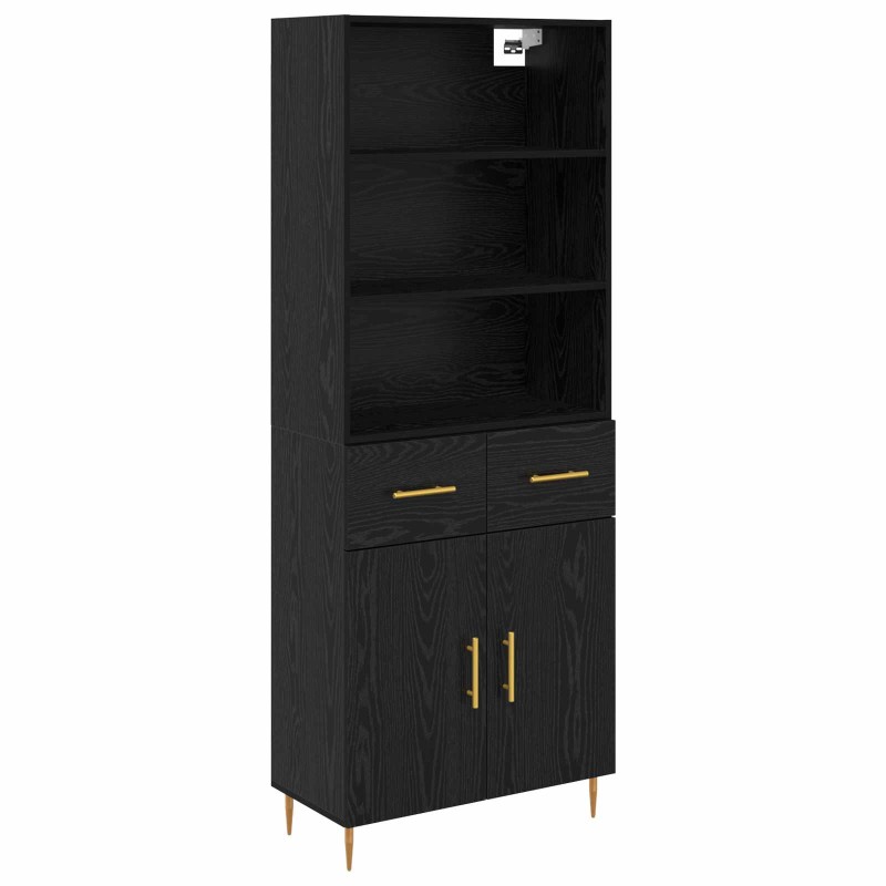 vidaXL Highboard Μαύρη Οξυά 69,5 x 34 x 180 εκ. Επεξεργασμένο Ξύλο