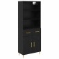 vidaXL Highboard Μαύρη Οξυά 69,5 x 34 x 180 εκ. Επεξεργασμένο Ξύλο