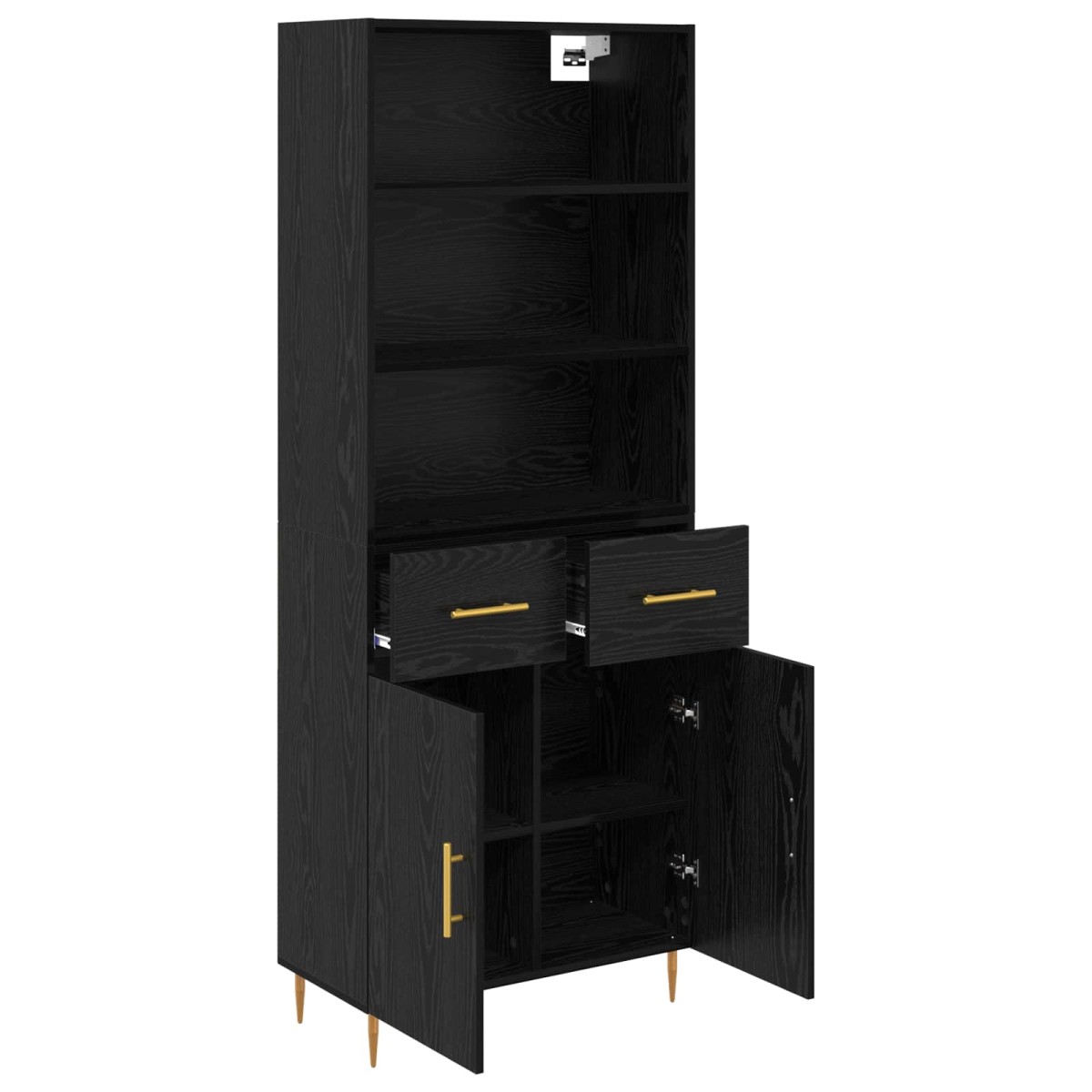 vidaXL Highboard Μαύρη Οξυά 69,5 x 34 x 180 εκ. Επεξεργασμένο Ξύλο
