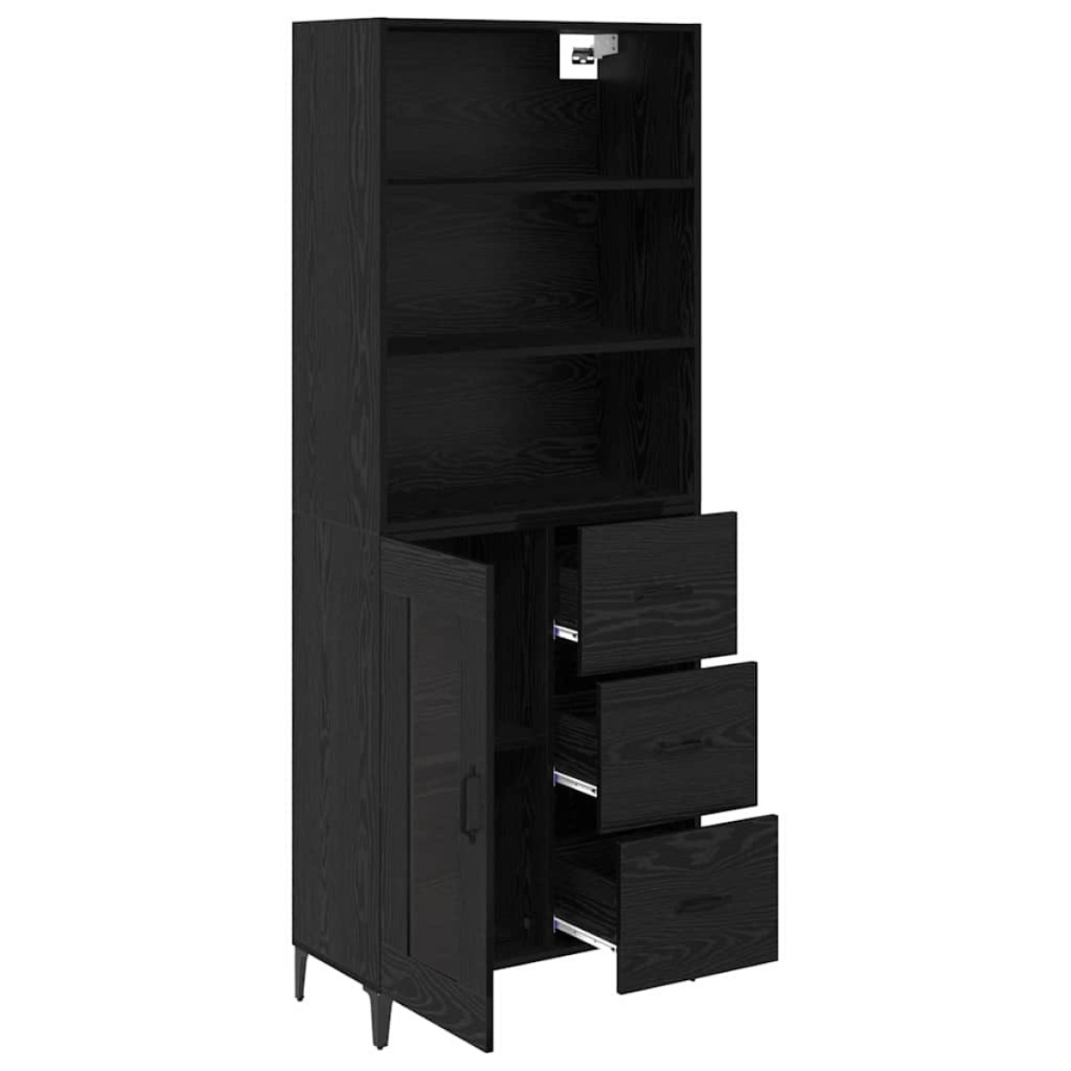 vidaXL Highboard Μαύρη Οξυά 69,5 x 34 x 180 εκ. Επεξεργασμένο Ξύλο