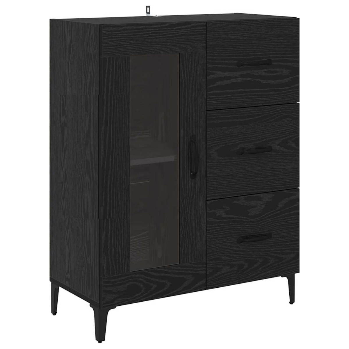 vidaXL Highboard Μαύρη Οξυά 69,5 x 34 x 180 εκ. Επεξεργασμένο Ξύλο