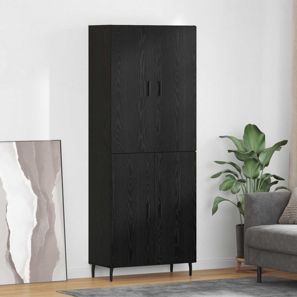 vidaXL Highboard 2 τμχ. Μαύρη δρυς 69,5 x 34 x 180 εκ.