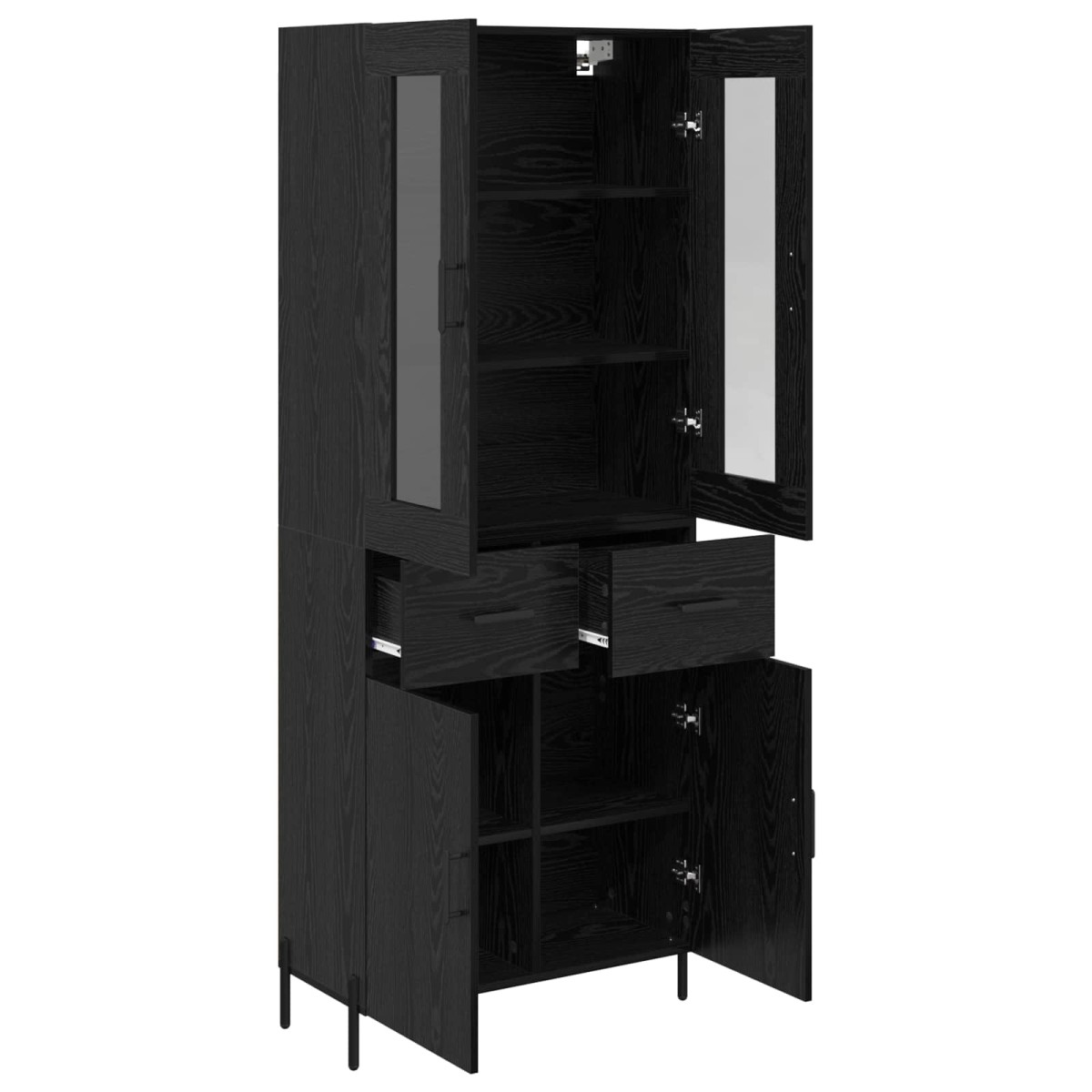 vidaXL Highboard Μαύρη Οξυά 69,5 x 34 x 180 εκ. Επεξεργασμένο Ξύλο