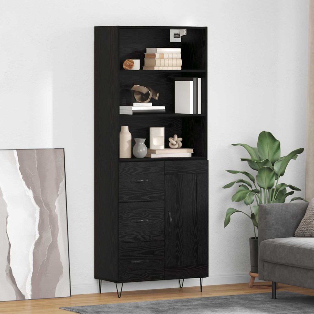 vidaXL Highboard 2 τμχ. Μαύρη Οξυά 69,5 x 34 x 180 εκ.