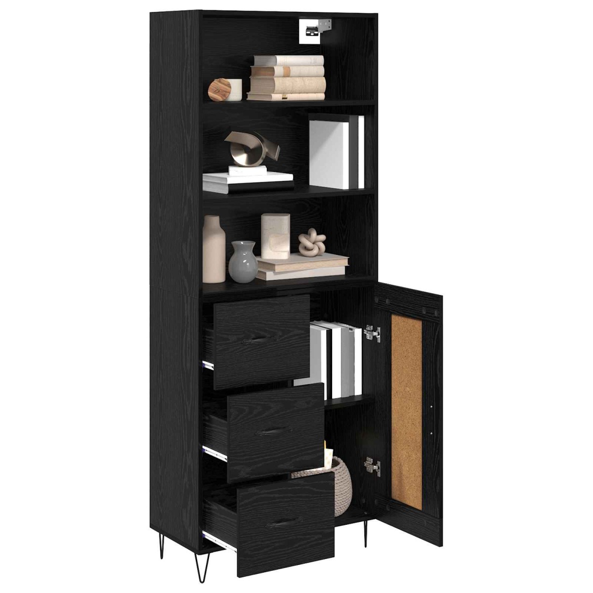 vidaXL Highboard 2 τμχ. Μαύρη Οξυά 69,5 x 34 x 180 εκ.