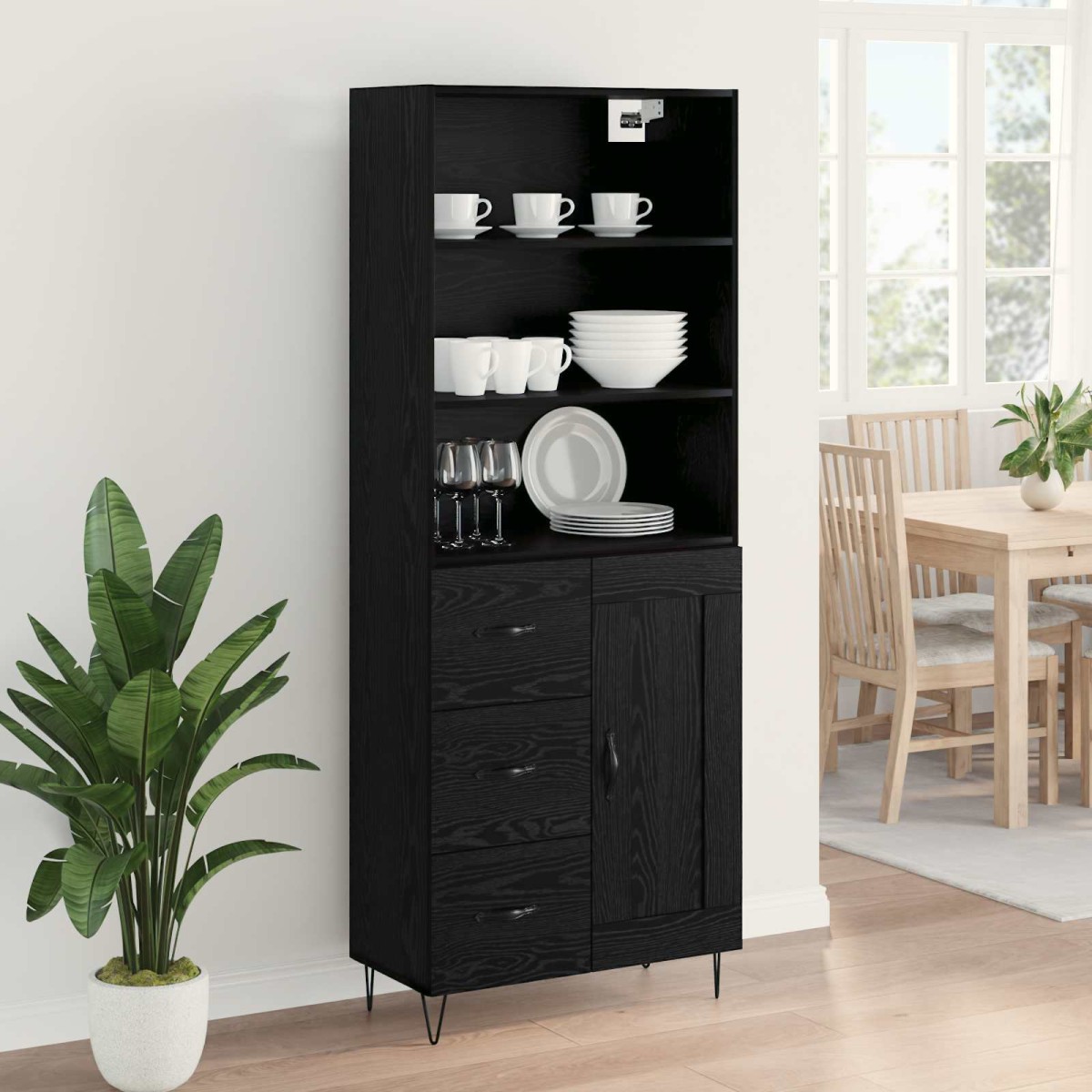vidaXL Highboard 2 τμχ. Μαύρη Οξυά 69,5 x 34 x 180 εκ.