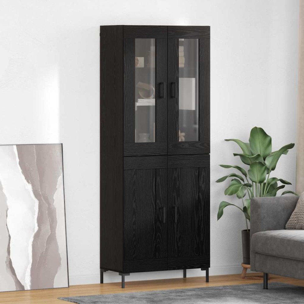 vidaXL Highboard 2 τμχ. Μαύρη Οξυά 69,5 x 34 x 180 εκ.