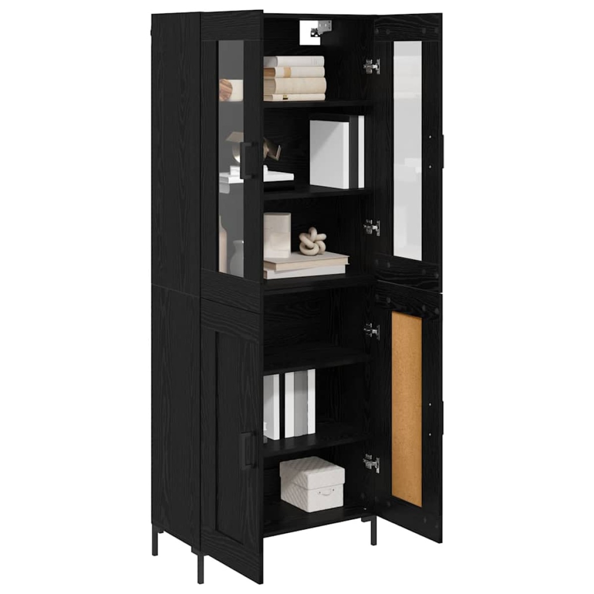 vidaXL Highboard 2 τμχ. Μαύρη Οξυά 69,5 x 34 x 180 εκ.