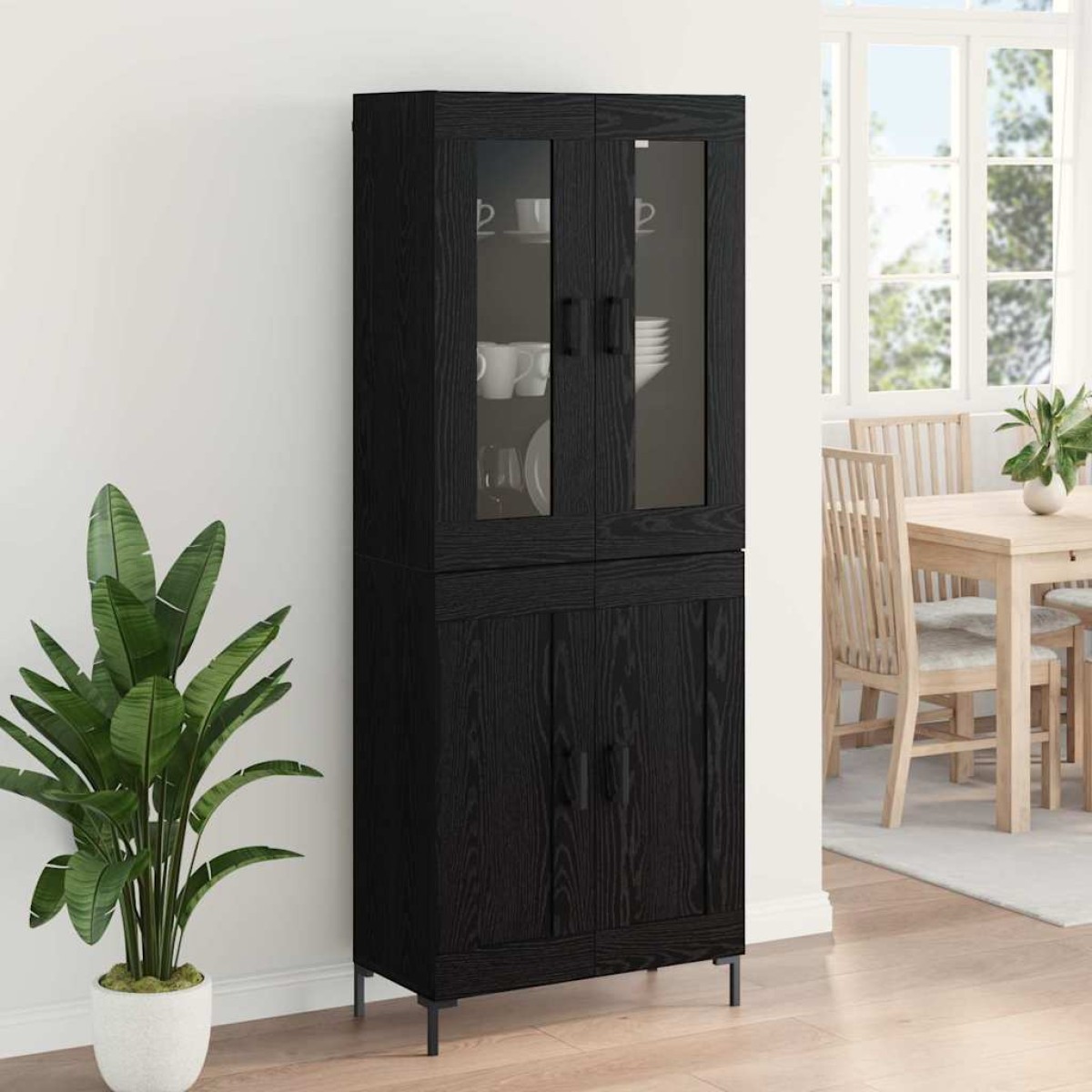 vidaXL Highboard 2 τμχ. Μαύρη Οξυά 69,5 x 34 x 180 εκ.