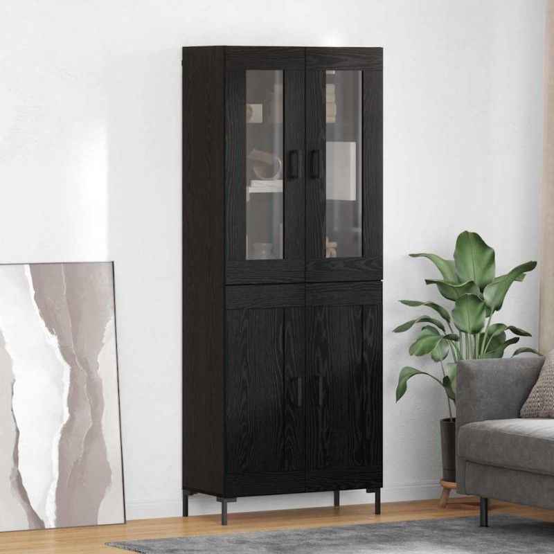 vidaXL Highboard 2 τμχ. Μαύρη Οξυά 69,5 x 34 x 180 εκ.