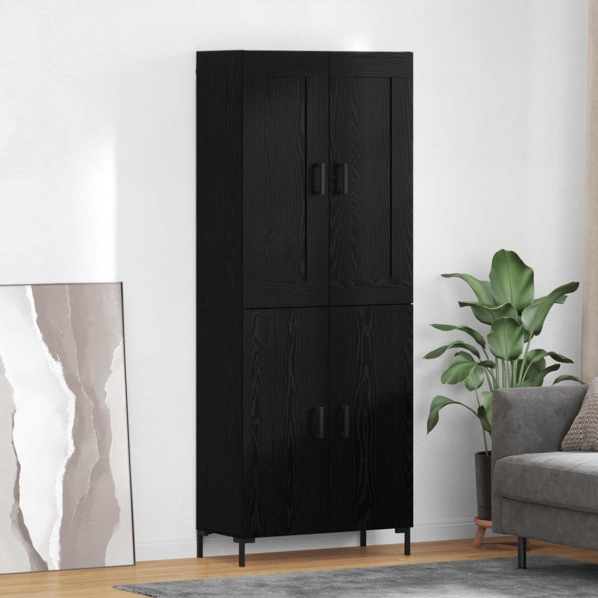 vidaXL Highboard 2 τμχ. Μαύρη Οξυά 69,5 x 34 x 180 εκ.